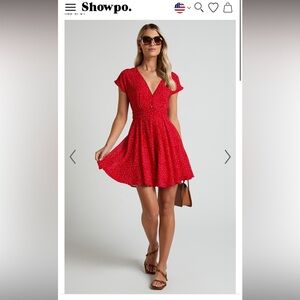 Showpo Red Polka Dot Mini Dress